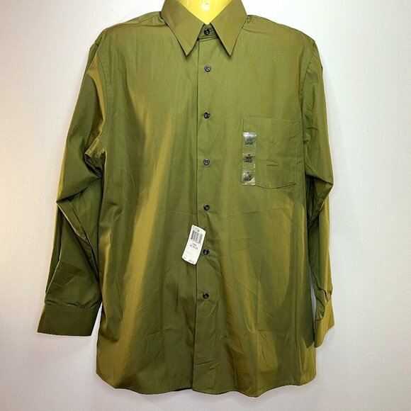 Van Heusen Men's Poplin Loden Green Dress Shirt - Size 16 32/33 - NWT - Picture 1 of 4